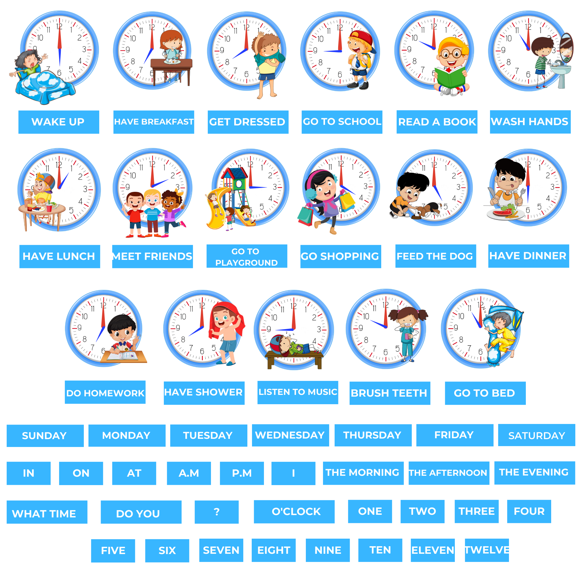 4. Sınıf 5. Ünite My Day Mıknatıslı Keçe Seti